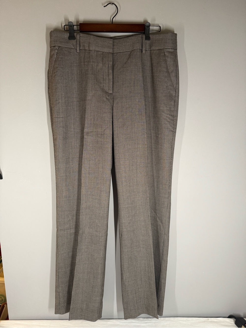 Talbots Newport Pant Trouser Leg Black/Brown Houndstooth Full Length